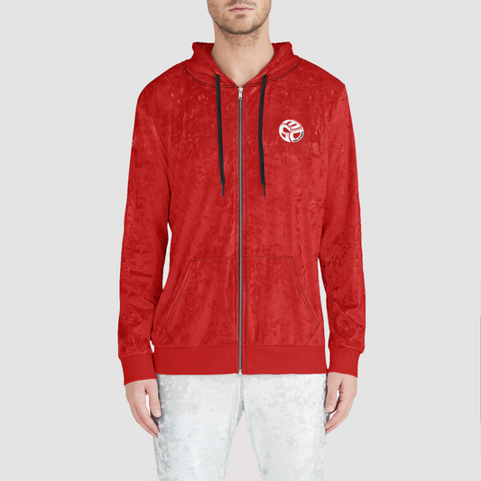 Red NATLS Unisex Zip Velvet Hoodie